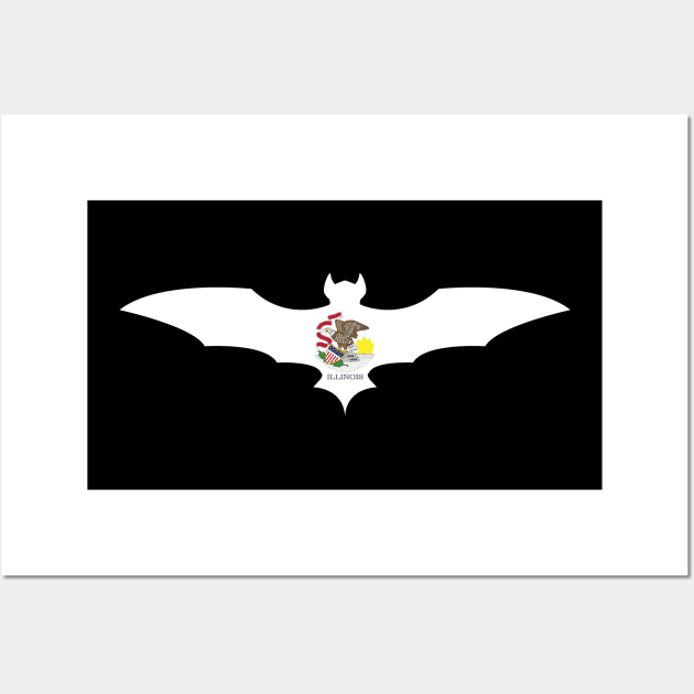 Illinois Bat Flag Wall Art by Wickedcartoons